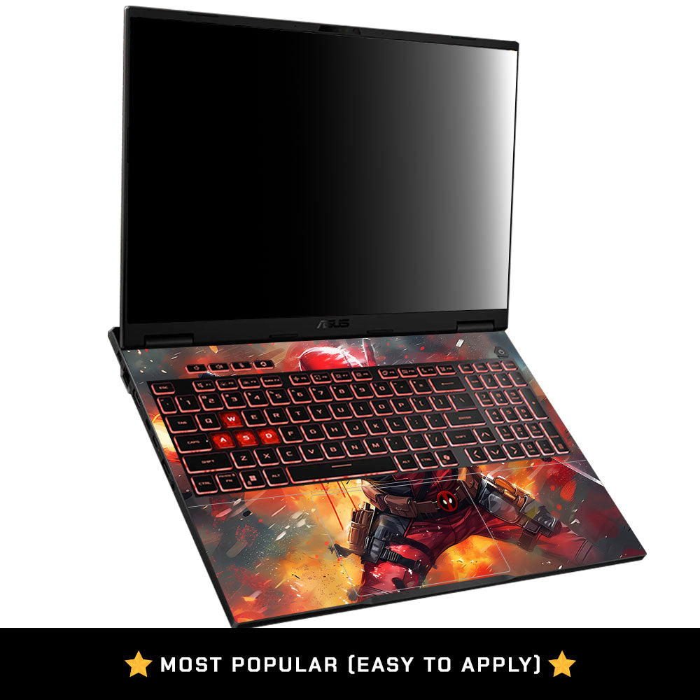 Deadpool in Action Asus TUF Gaming A16 2025 Laptop Skin