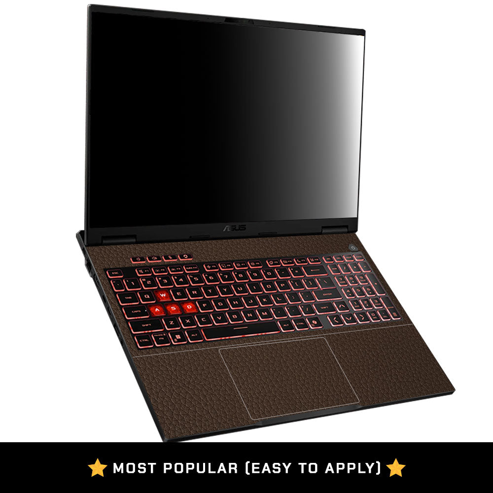 Textured Brown Leather Asus TUF Gaming A16 2025 Laptop Skin
