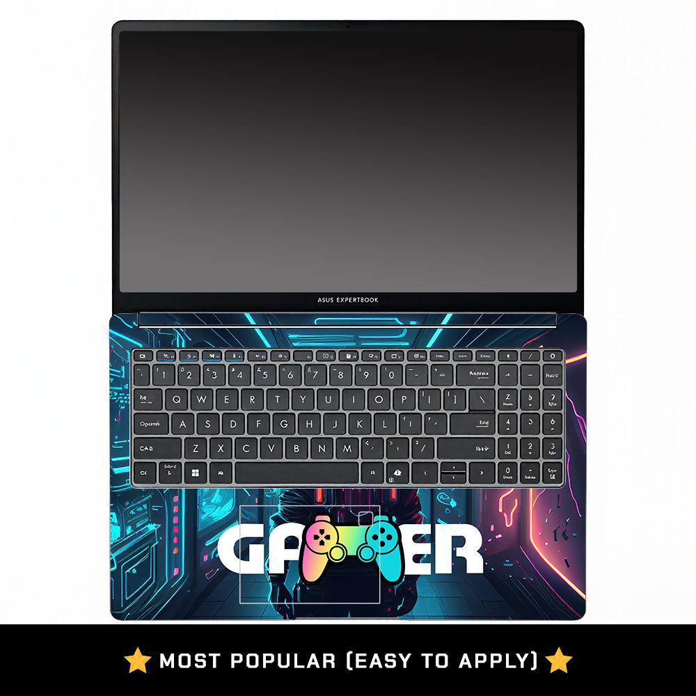 Gamer in Glowing Background Gaming Asus ExpertBook P1503 Laptop Skin