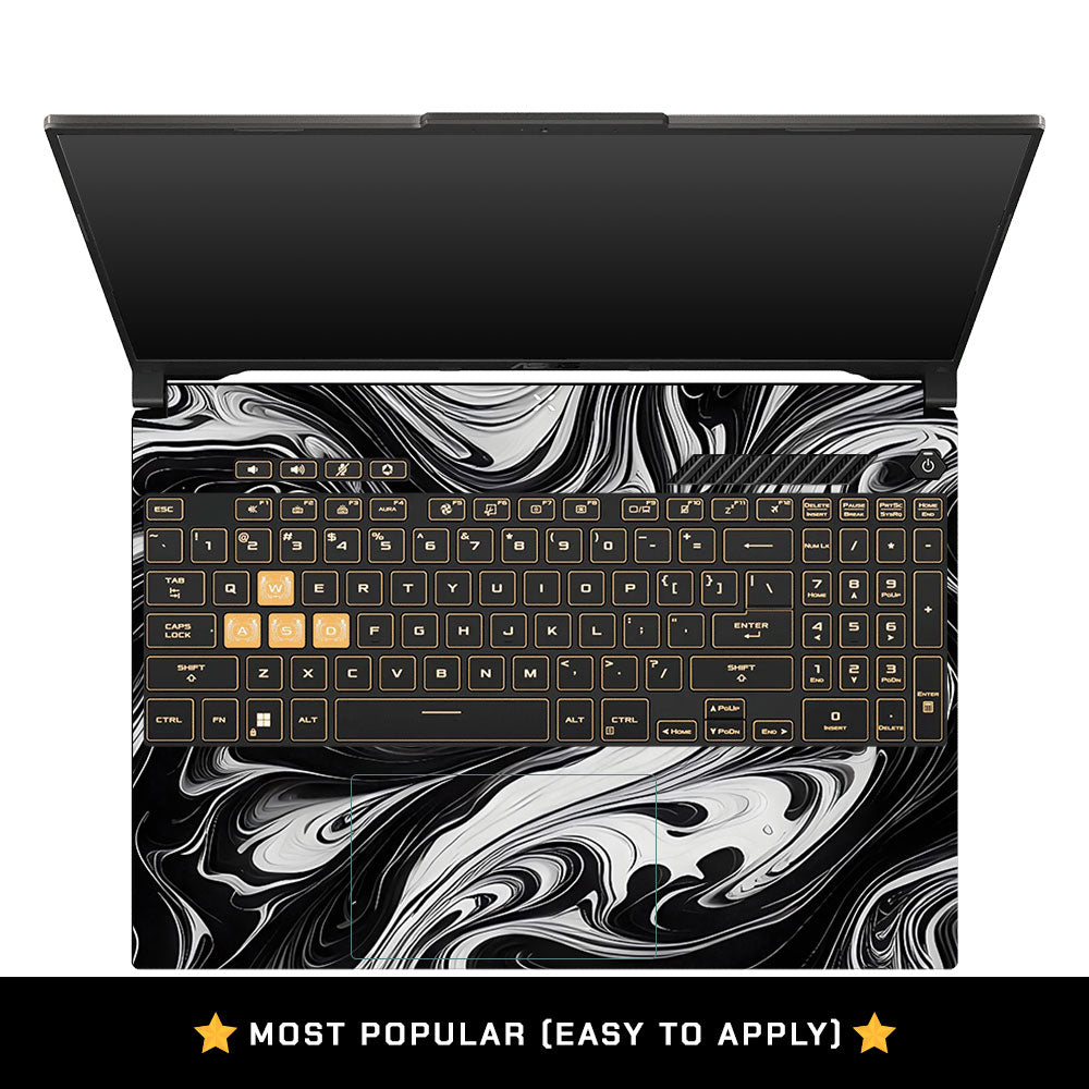 Black and White Marble Asus Gaming V16 V3607 Laptop Skin