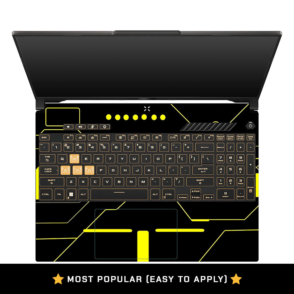 Cyberpunk Yellowline Grid Asus Gaming V16 V3607 Laptop Skin