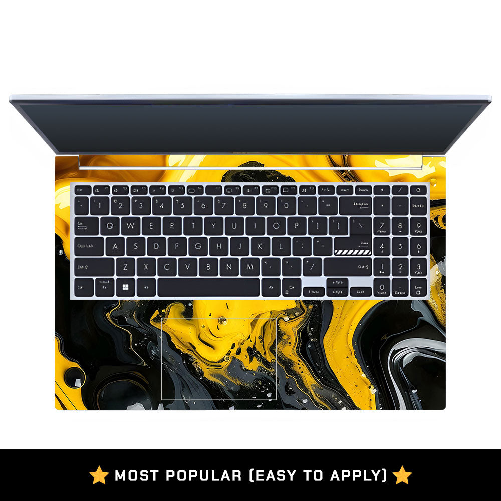 Yellow and Black Paint Swirls Asus Vivobook 15 X1502VA Laptop Skin