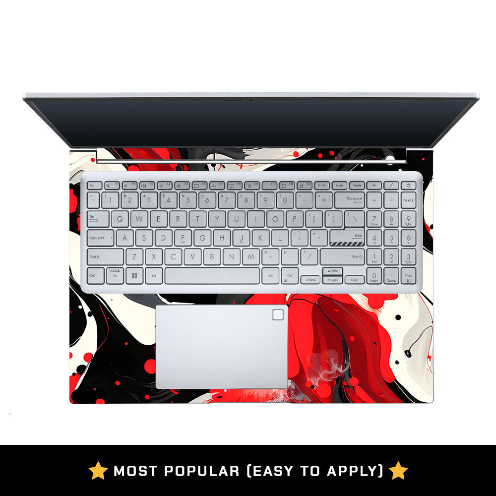 Red and White Paint Swirls Asus Vivobook 16 X1605V Laptop Skin