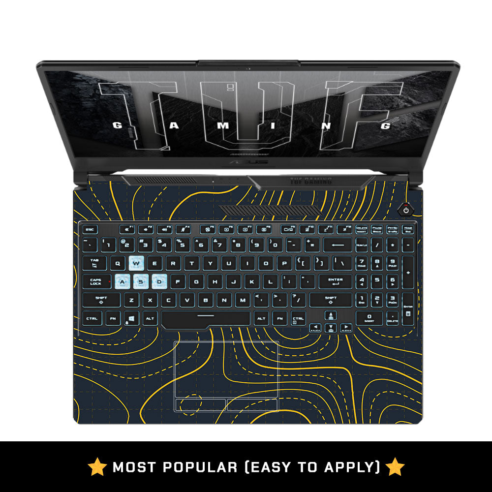 Yellow Contour Lines Asus TUF F15 FX506 and A15 FA506 Laptop Skin