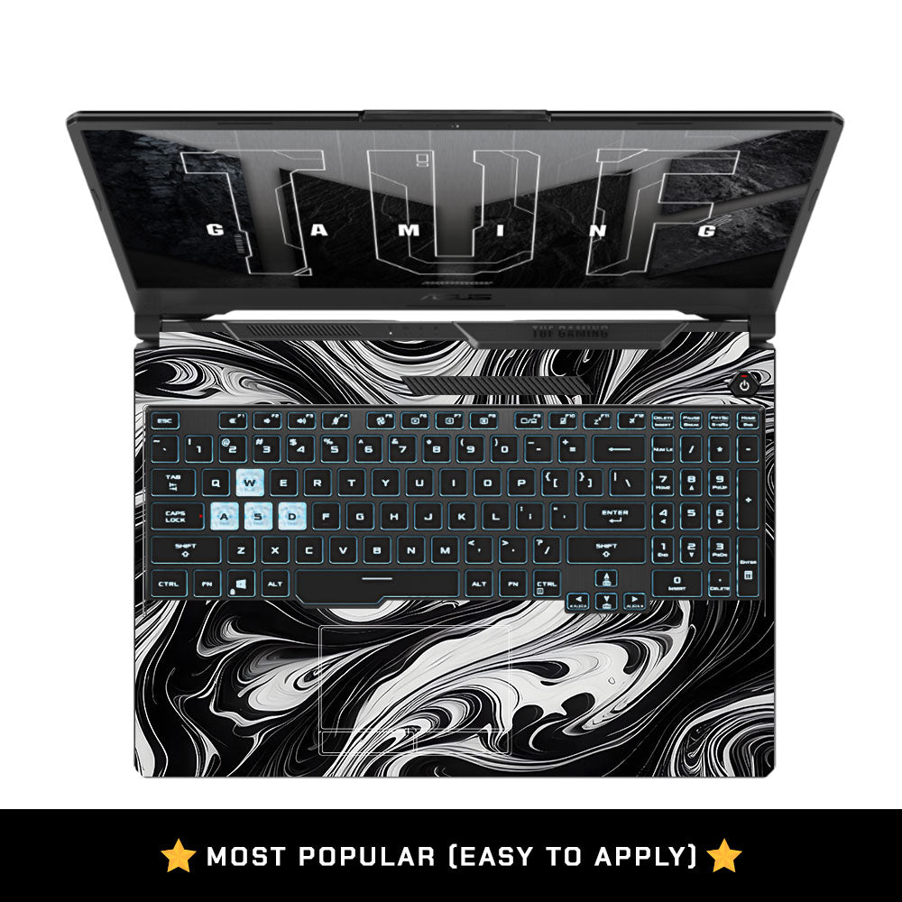 Black and White Marble Asus TUF F15 FX506 & A15 FA506 Laptop Skin