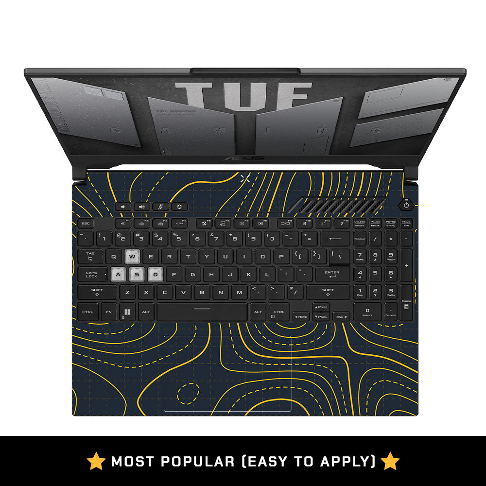 Yellow Contour Lines Asus TUF F15 FX507 and A15 FA507 Laptop Skin