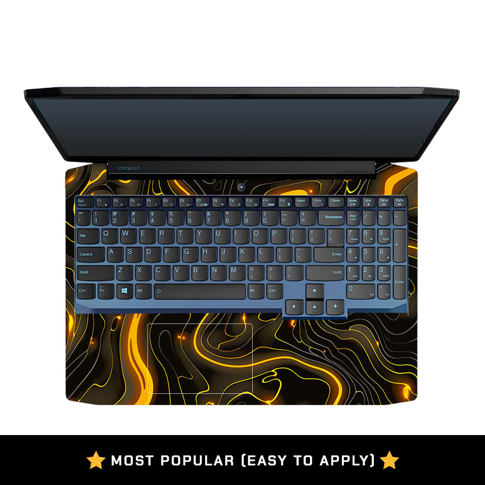 Golden Lava Waves Lenovo Ideapad Gaming 3 15ARH05 and 15IMH05 Laptop Skin
