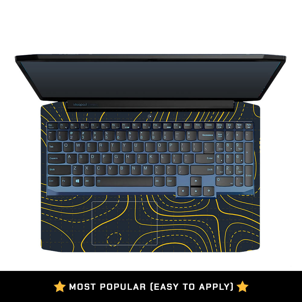Yellow Contour Lines Lenovo Ideapad Gaming 3 15ARH05 and 15IMH05 Laptop Skin