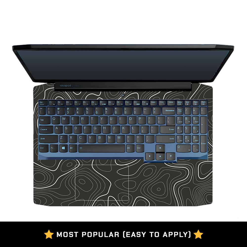 Grayscale Topographic Lines Lenovo Ideapad Gaming 3 15ARH05 and 15IMH05 Laptop Skin