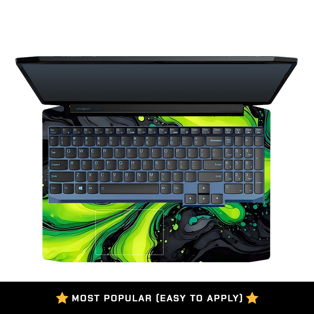 Neon Green Paint Swirls Lenovo IdeaPad Gaming 3 15ARH05 and 15IMH05 Laptop Skin