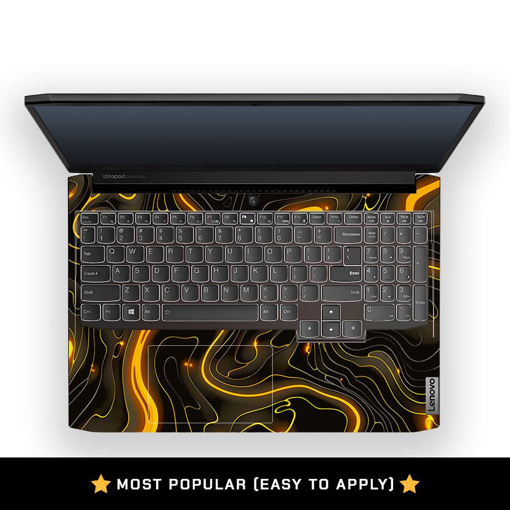 Golden Lava Waves Lenovo IdeaPad Gaming 3 15ACH6 and 15IHU6 Laptop Skin