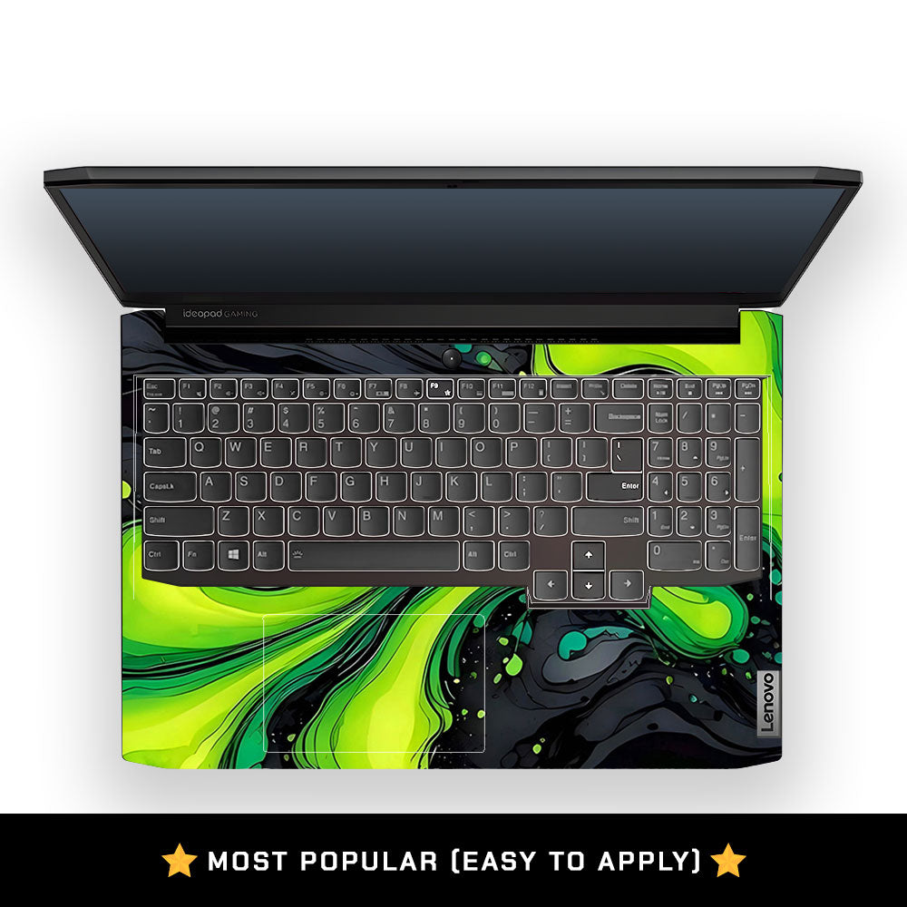Neon Green Paint Swirls Lenovo IdeaPad Gaming 3 15ACH6 and 15IHU6 Laptop Skin