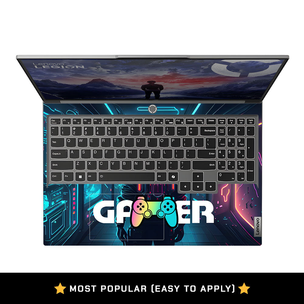 Gamer in Glowing Background Gaming Lenovo Legion 5 16IRX9 Laptop Skin