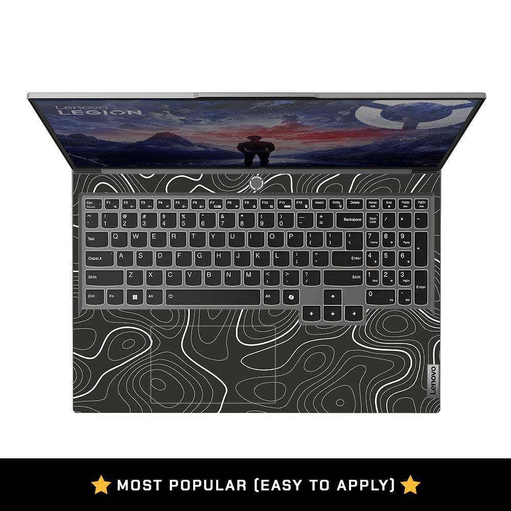 Grayscale Topographic Lines Lenovo Legion 5 16IRX9 Laptop Skin