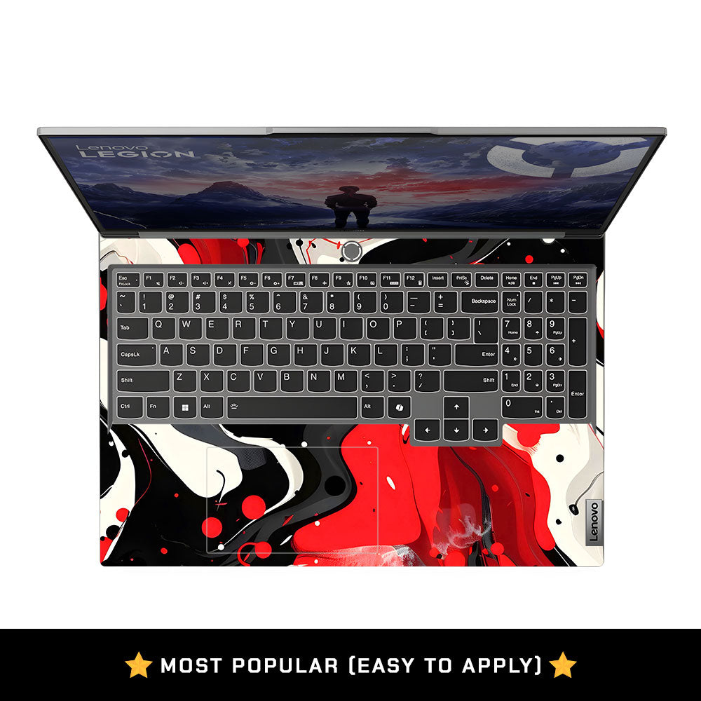Red and White Paint Swirls Lenovo Legion 5 16IRX9 Laptop Skin