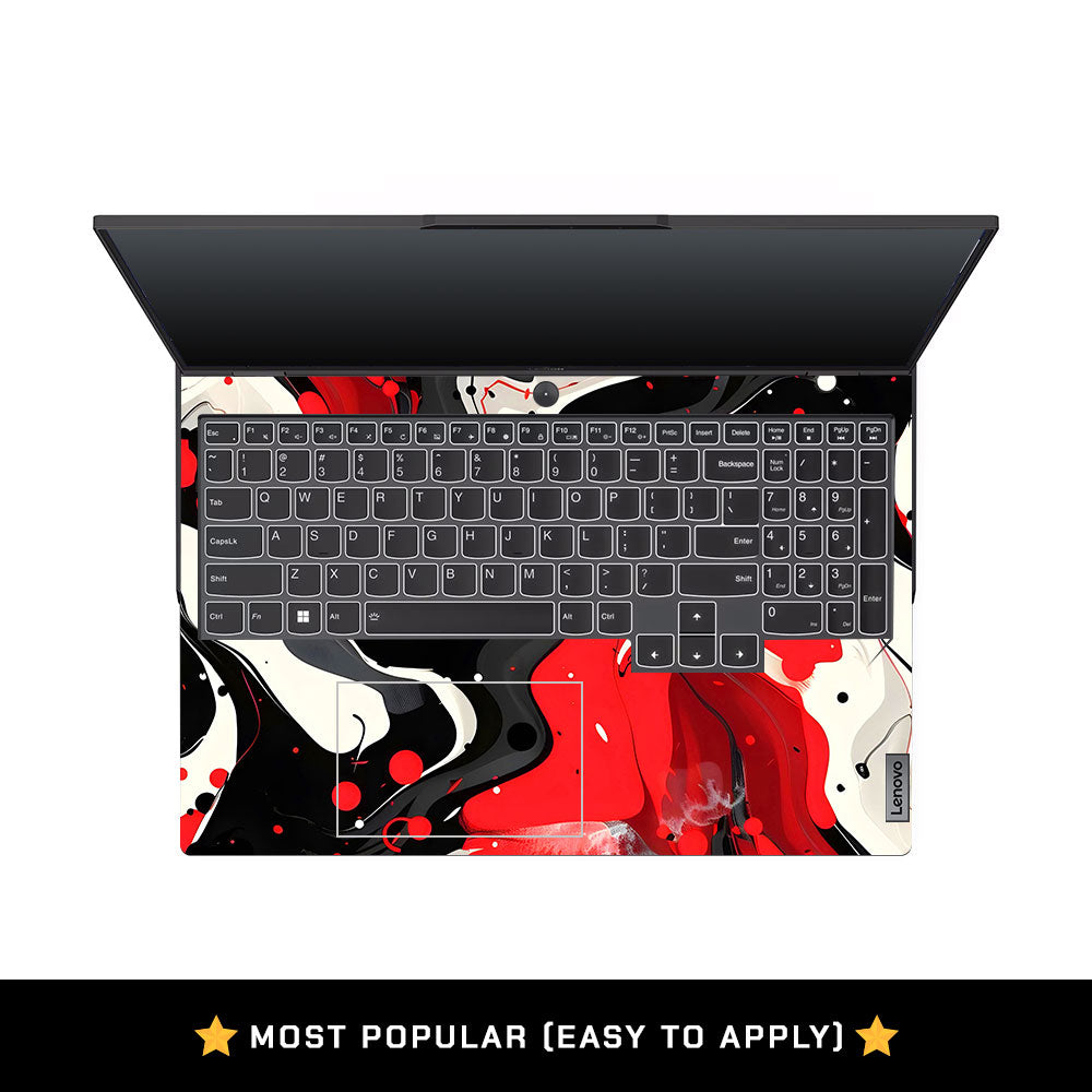 Red and White Paint Swirls Lenovo Legion 5 Pro 16IRX8 and 16IRX9 Laptop Skin