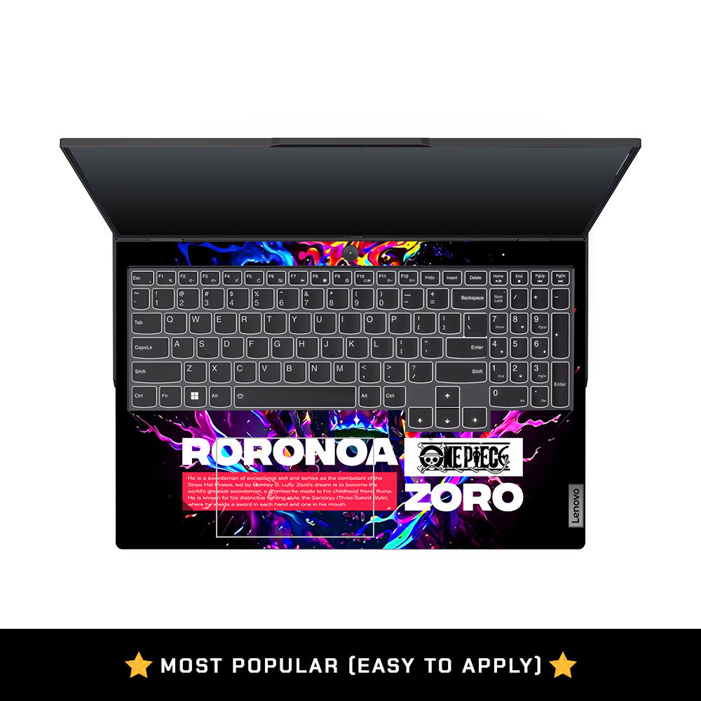 Zoro with Neon Flames Lenovo Legion 5 Pro 16IRX8 and 16IRX9 Laptop Skin