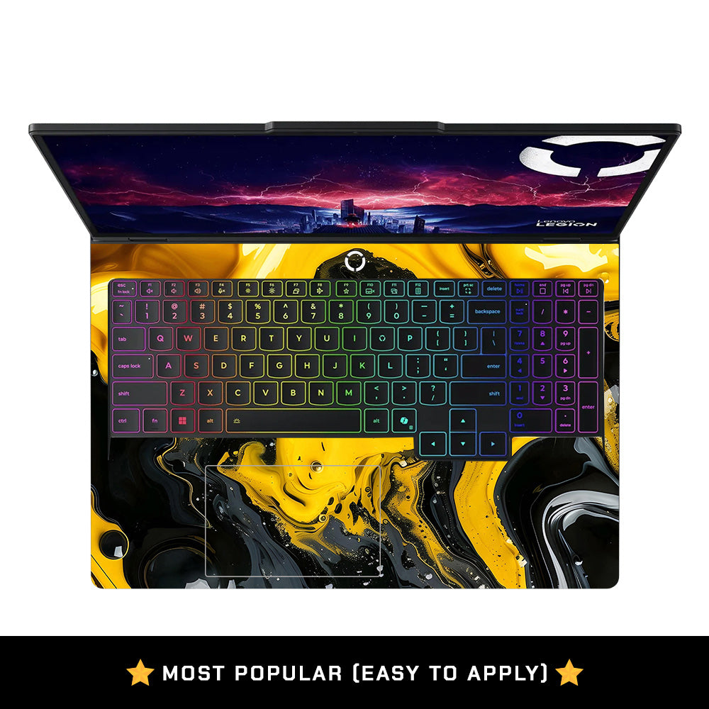 Yellow and Black Paint Swirls Lenovo Legion Pro 5 16ADR10 Laptop Skin