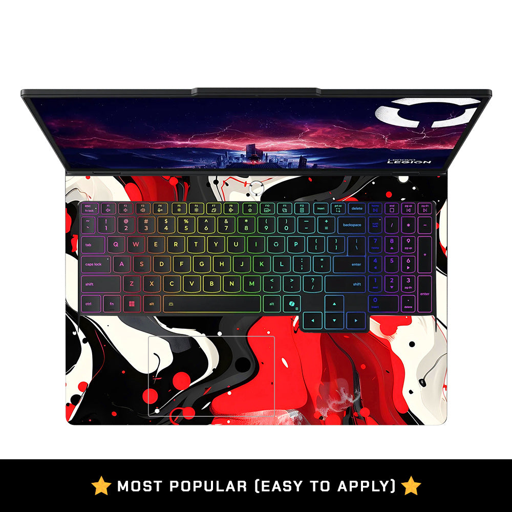 Red and White Paint Swirls Lenovo Legion Pro 5 16ADR10 Laptop Skin