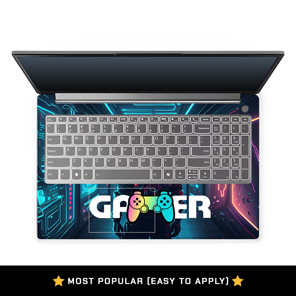 Gamer in Glowing Background Gaming Lenovo LOQ Essential 15IAX9E Laptop Skin