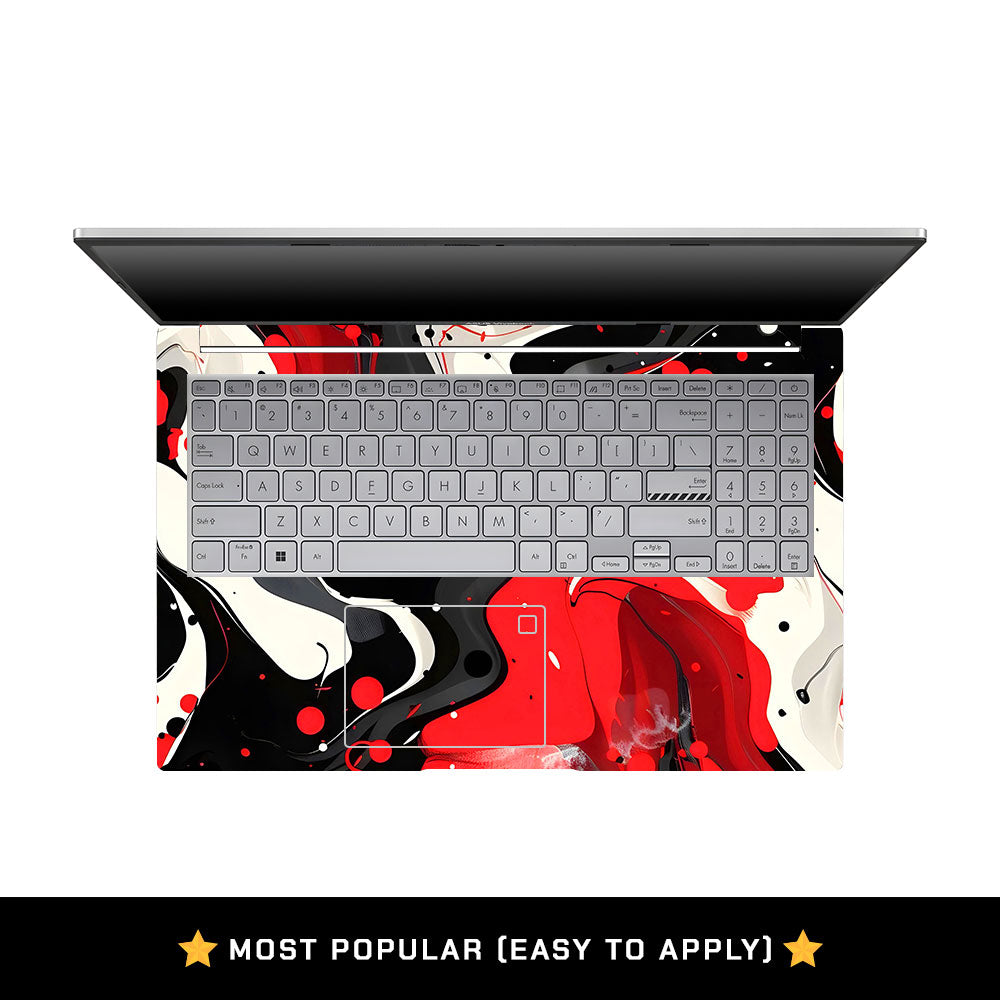Red and White Paint Swirls Asus VivoBook 15 X1504VA Laptop Skin
