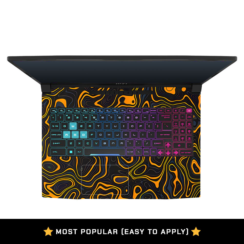 Amber Topographic Waves MSI Katana 15 B13V Laptop Skin