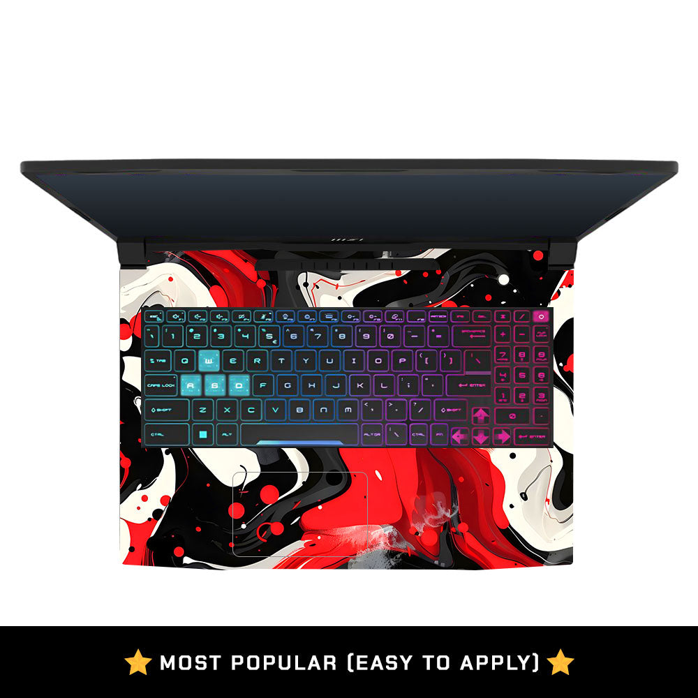 Red and White Paint Swirls MSI Katana 15 B13V Laptop Skin