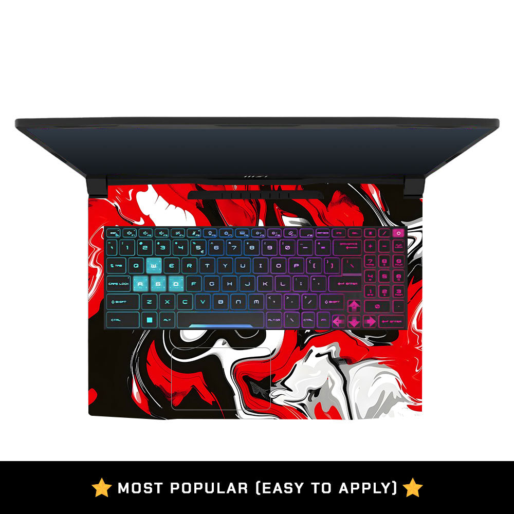 Red and White Marble MSI Katana 15 B13V Laptop Skin