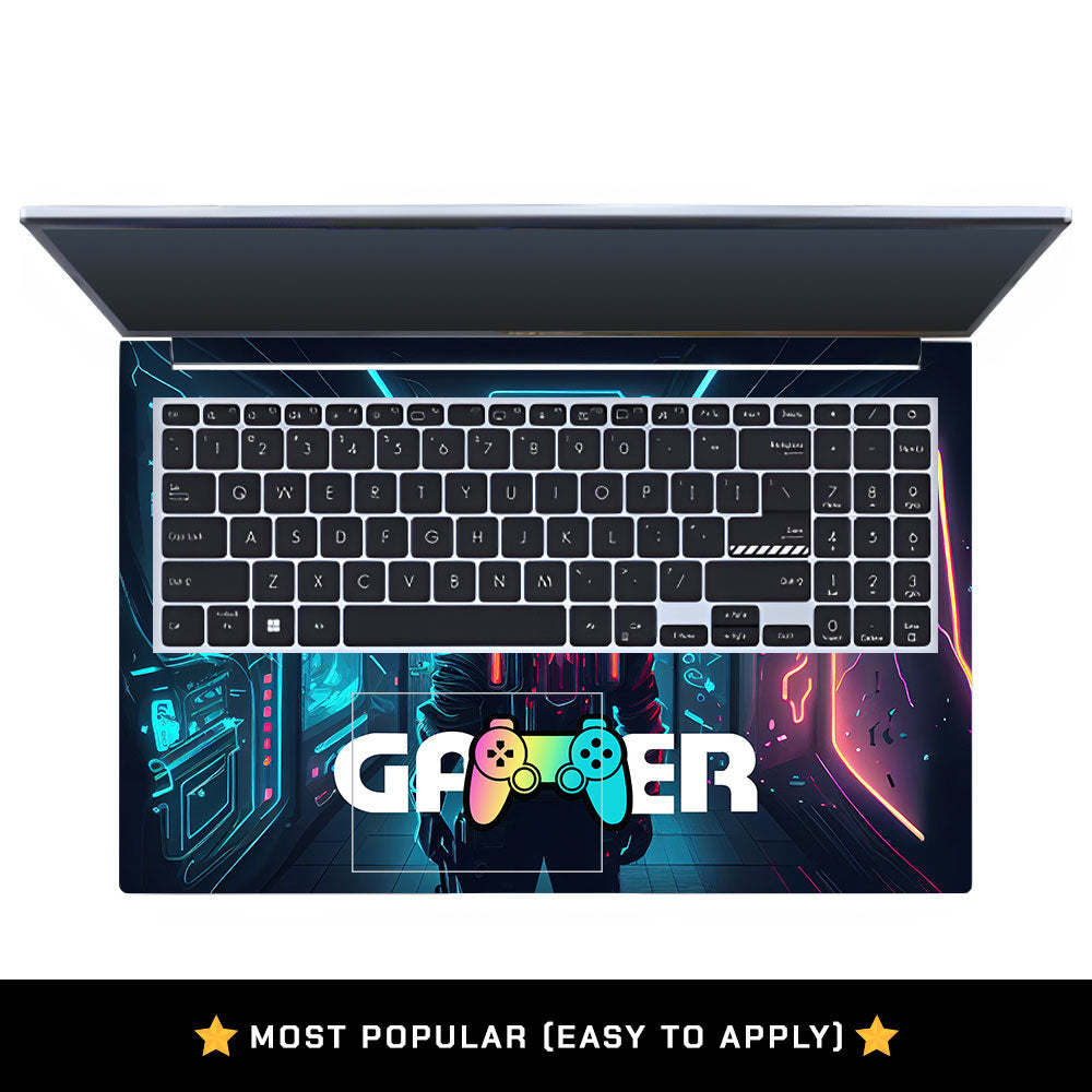 Gamer in Glowing Background Gaming Asus Vivobook 15 X1502ZA Laptop Skin