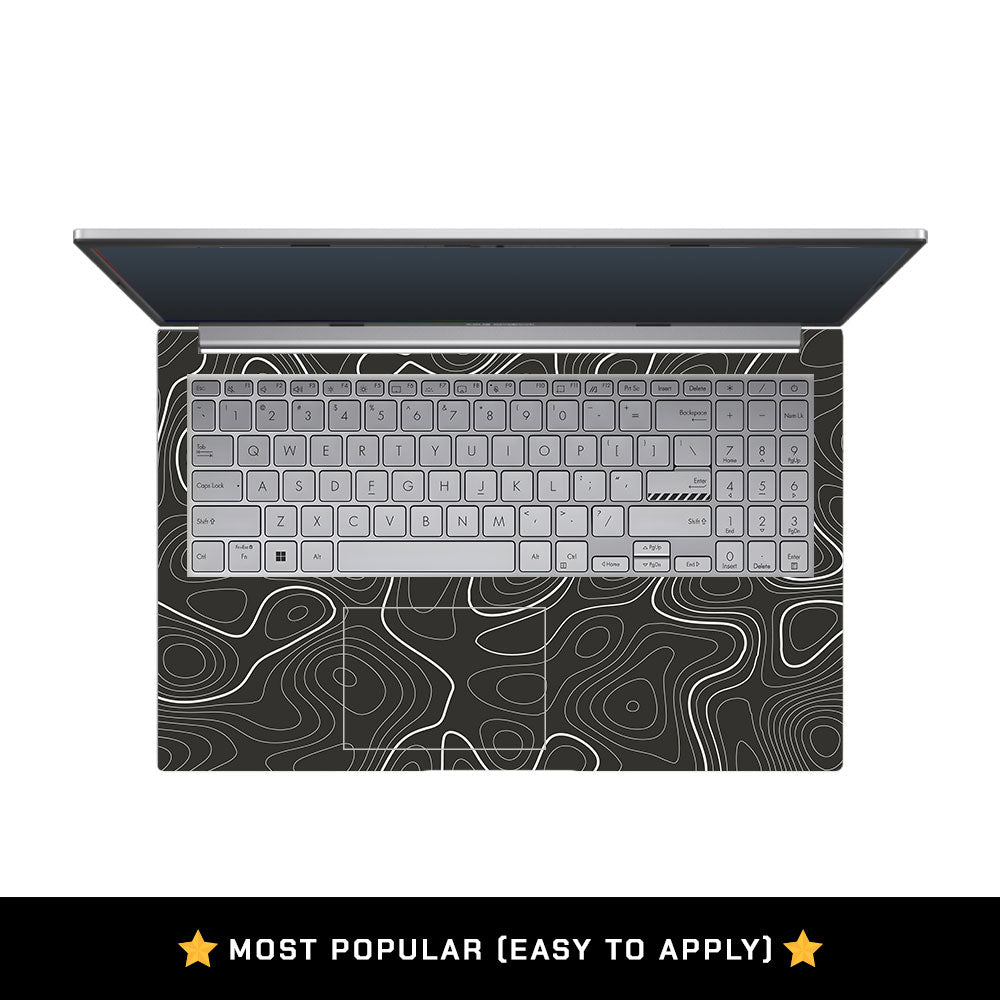 Grayscale Topographic Lines Asus Vivobook 15 X1504ZA Laptop Skin