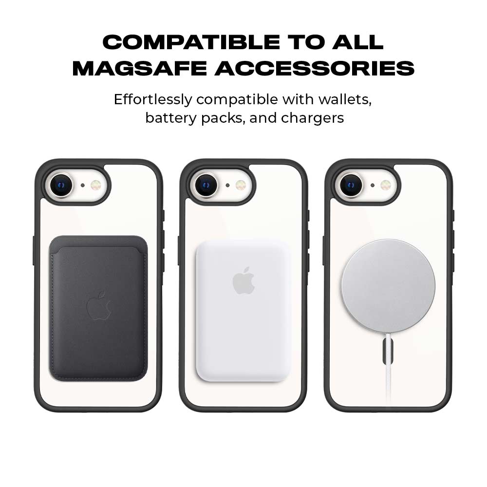 White Leather Textured Skin with Shockguard Armour Magsafe Case for Apple iPhone 16E