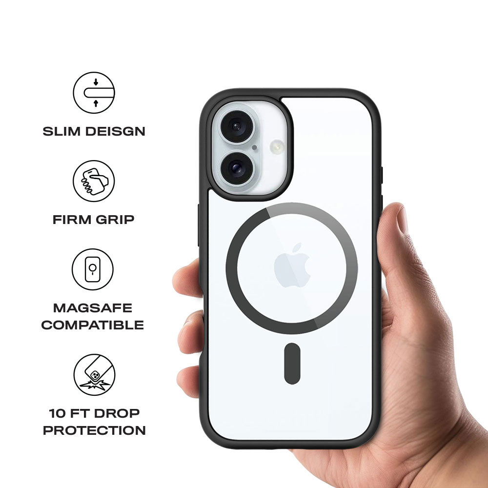 White Leather Textured Skin with Shockguard Armour Magsafe Case for Apple iPhone 16 Plus