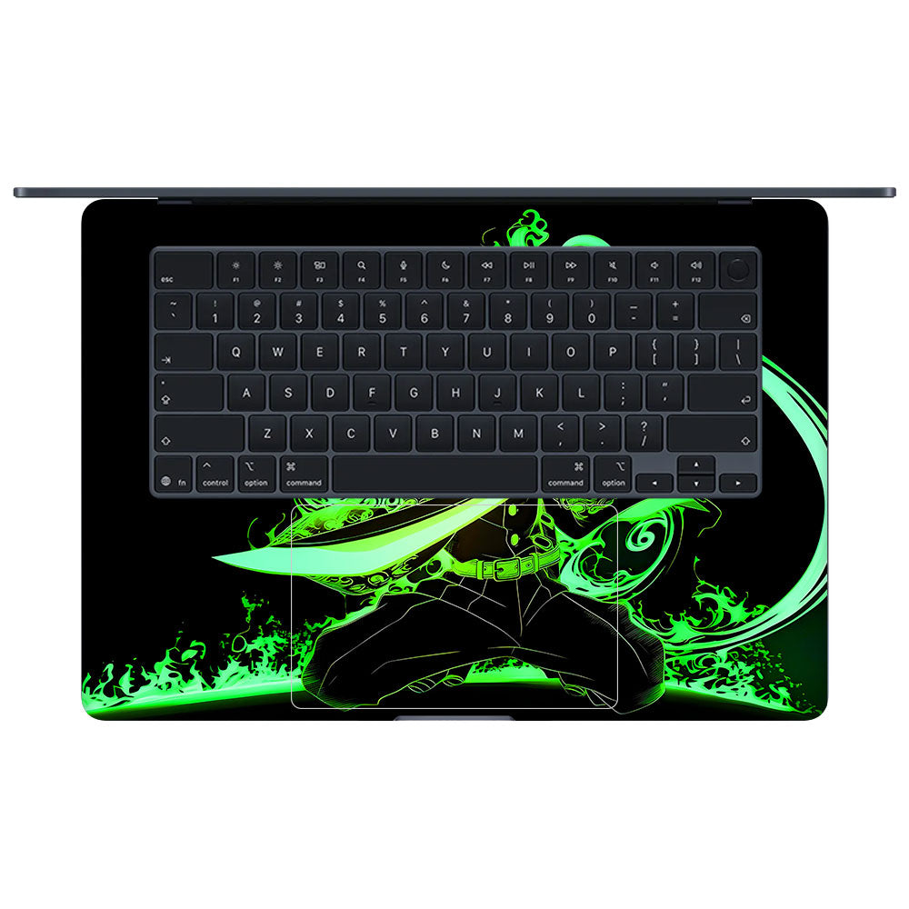Tanjiro Green Flame Dance Macbook Air 15 M5 2026 3D Laptop Skin