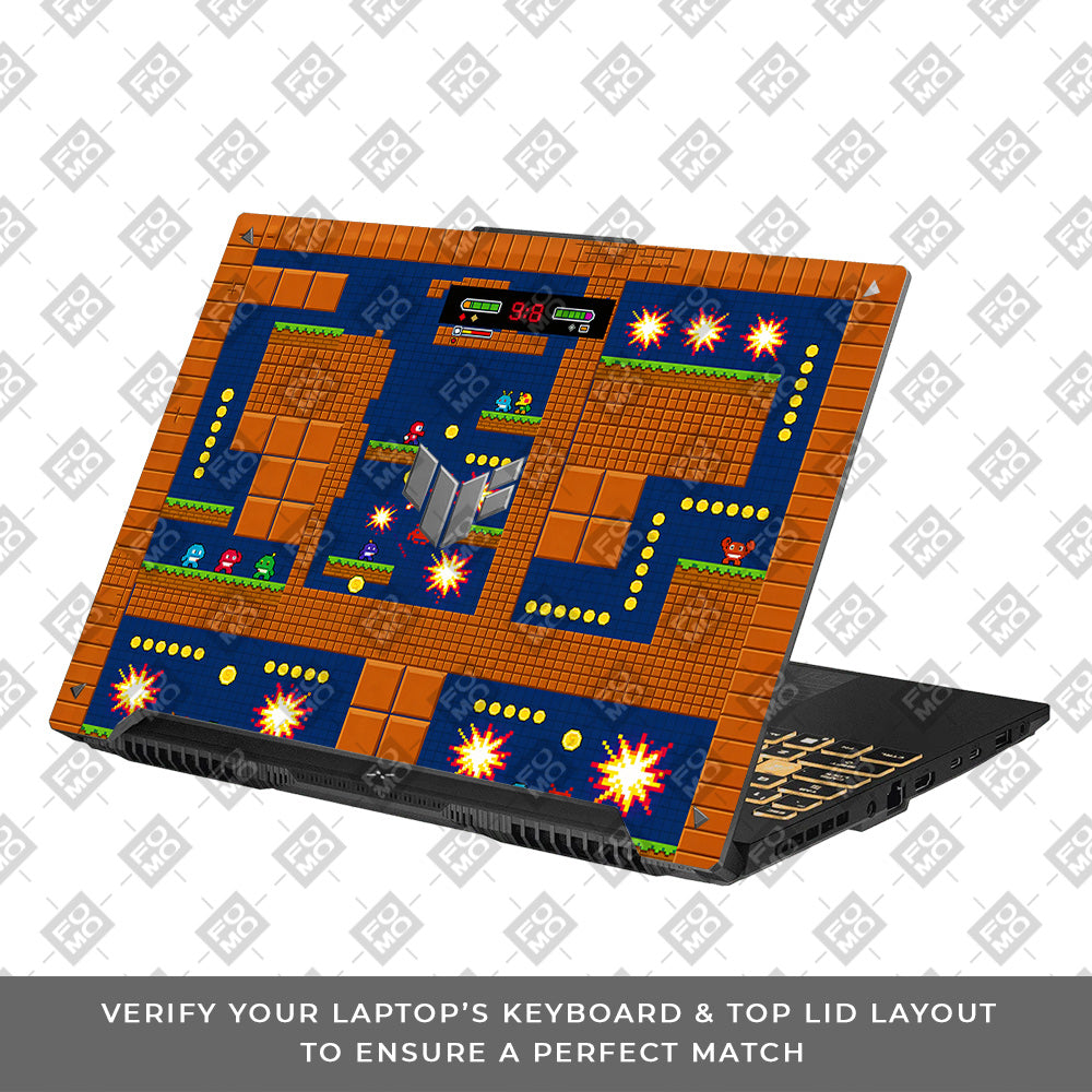Pixelated Retro Arcade Asus TUF Gaming F16 and TUF Gaming A16 3D Laptop Skin