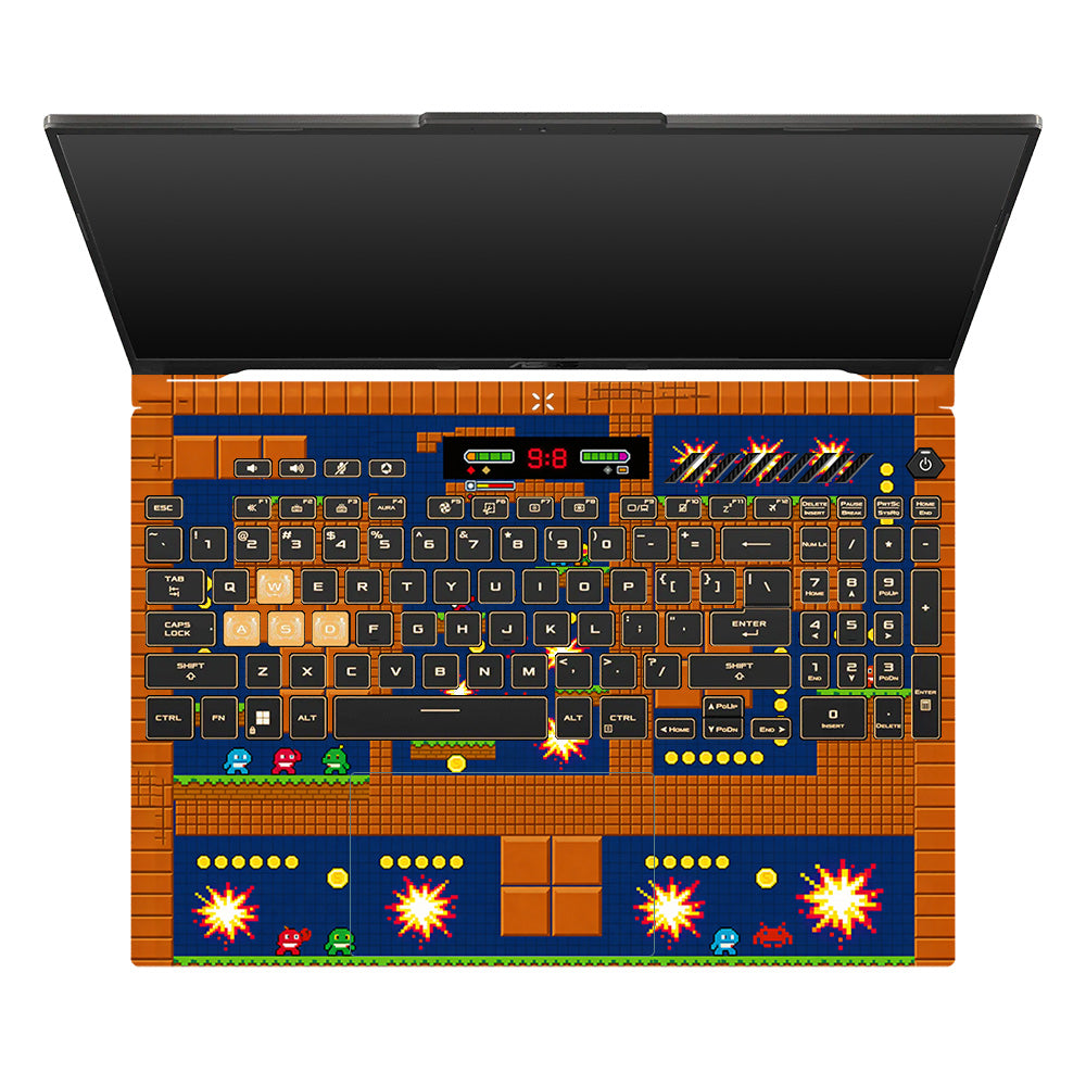Pixelated Retro Arcade Asus TUF Gaming F16 and TUF Gaming A16 3D Laptop Skin
