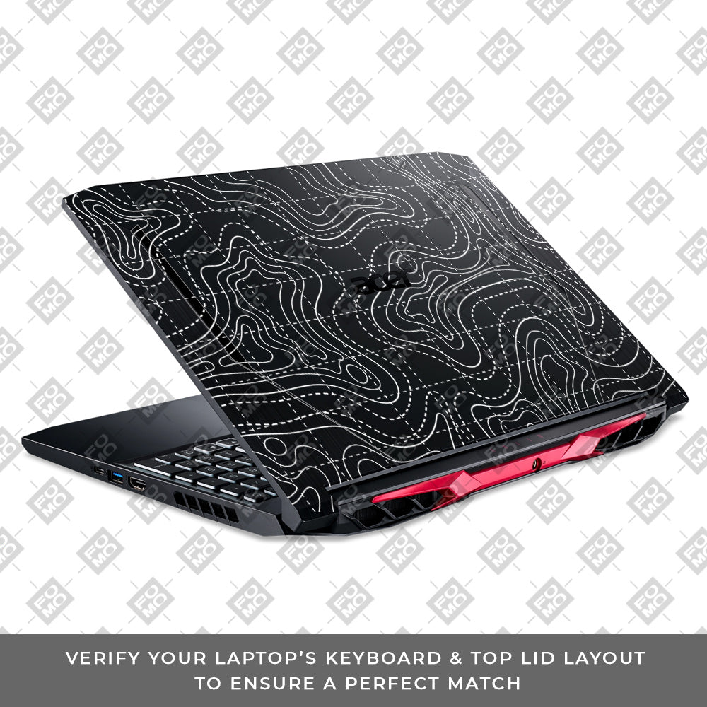 Transparent Abstract Contour Grid Lines Acer Nitro 5 AN515 44, 56 Laptop Skin
