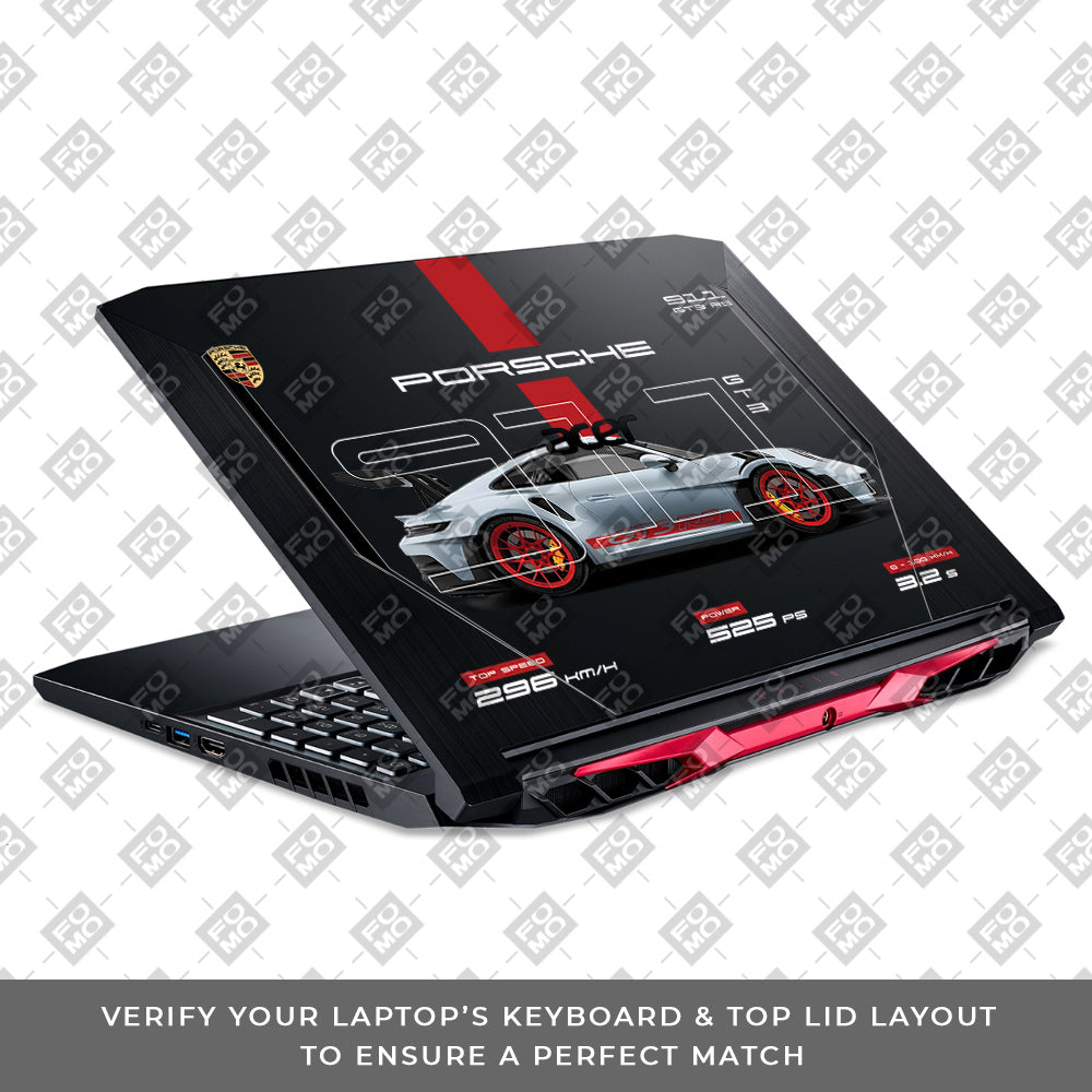 Transparent Porsche 911 Performance Acer Nitro 5 AN515 44, 56 Laptop Skin
