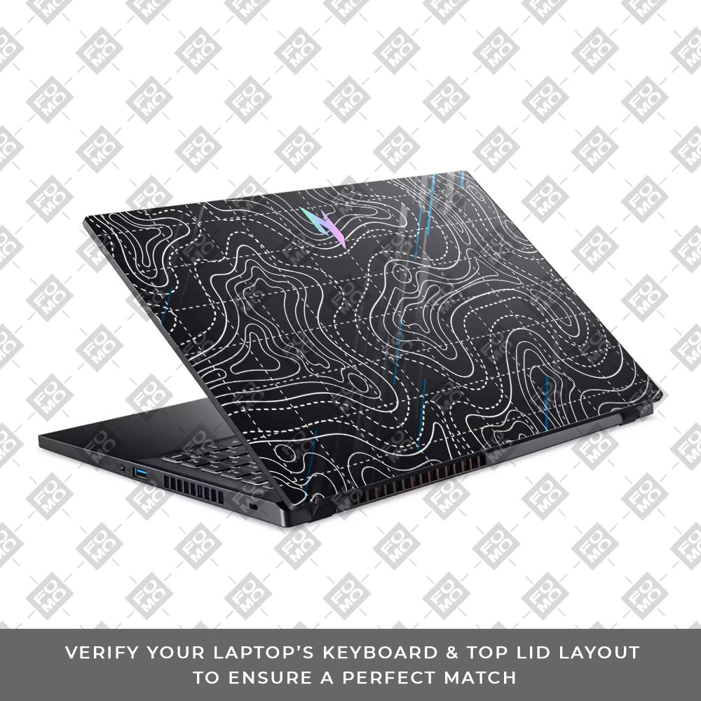 Transparent Abstract Contour Grid Lines Acer Nitro V ANV15 51 55CA Laptop Skin