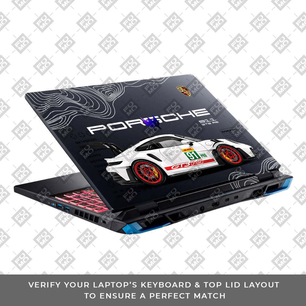 Transparent Porsche GT3 RS Power Acer Predator Helios Neo 16 N22Q22B Laptop Skin