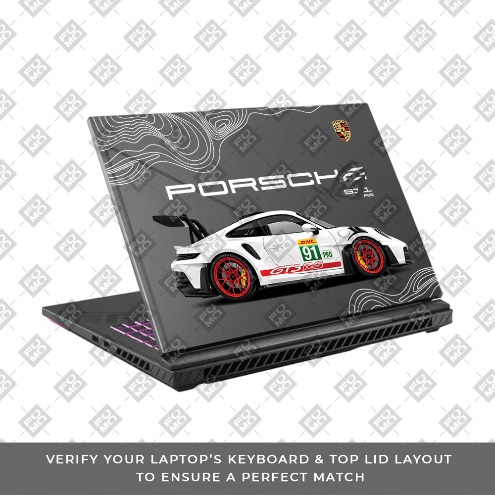 Transparent Porsche GT3 RS Power Asus ROG Strix G16 G614J Laptop Skin
