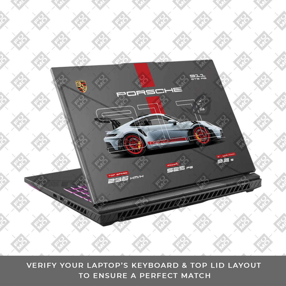Transparent Porsche 911 Performance Asus ROG Strix G16 G614J Laptop Skin