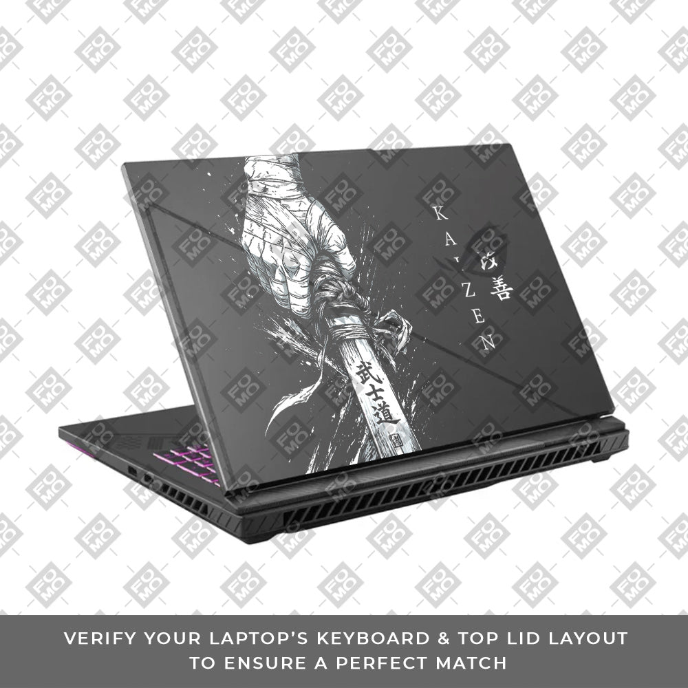 Transparent Kaizen Samurai Sword Asus ROG Strix G16 G614J Laptop Skin