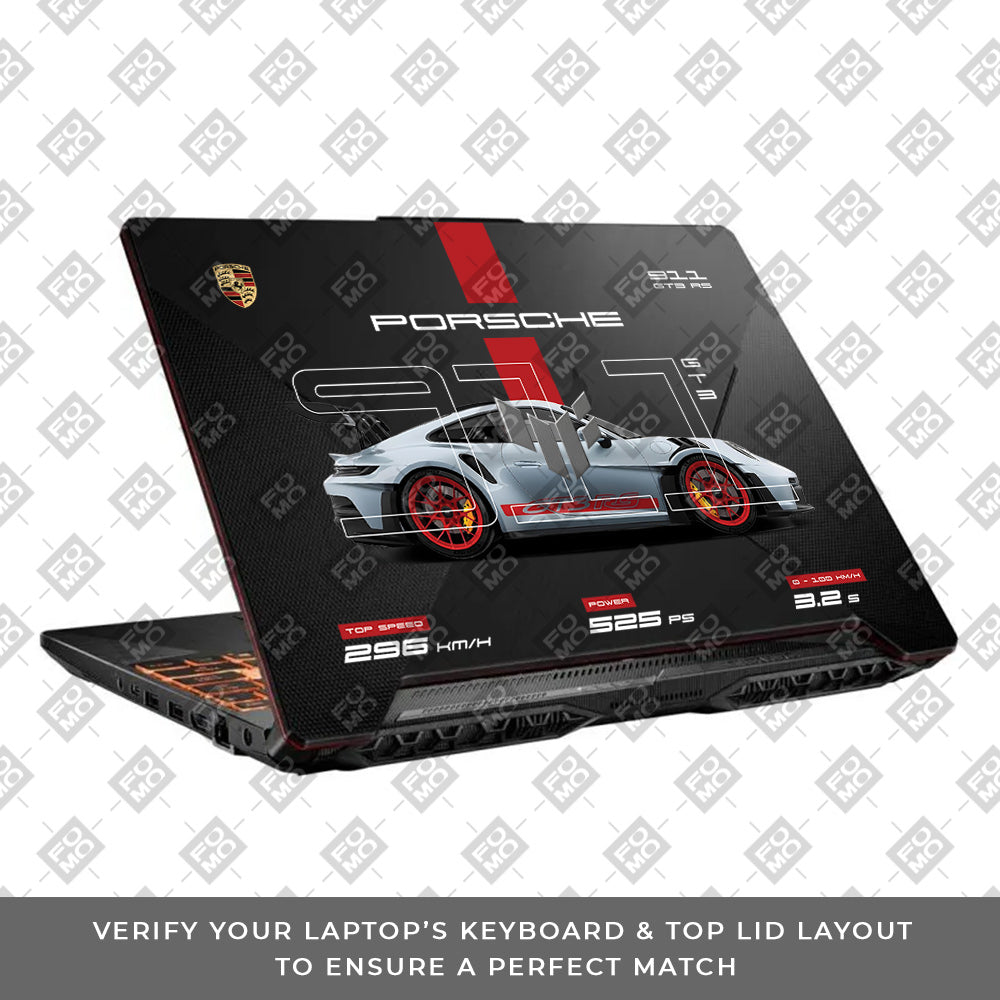 Transparent Porsche 911 Performance Asus TUF F15 FX506 & A15 FA506 Laptop Skin