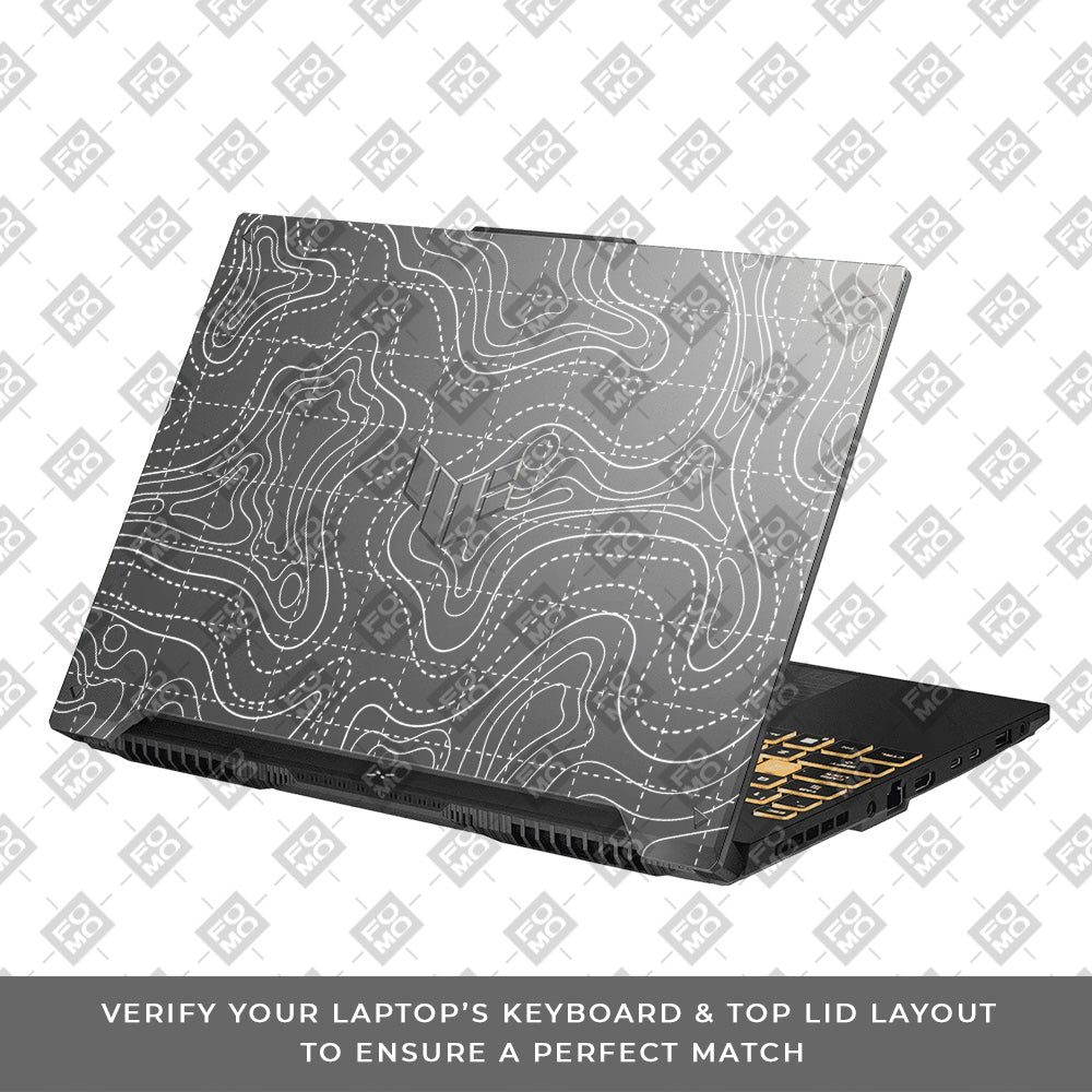 Transparent Abstract Contour Grid Lines Asus TUF Gaming F16 and TUF Gaming A16 Laptop Skin