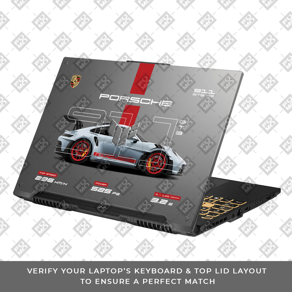 Transparent Porsche 911 Performance Asus TUF Gaming F16 and TUF Gaming A16 Laptop Skin