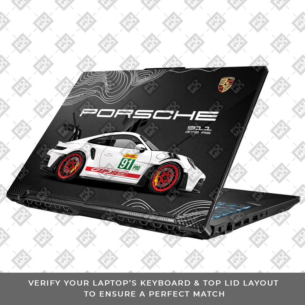 Transparent Porsche GT3 RS Power Asus TUF Gaming F17 FX706 Laptop Skin