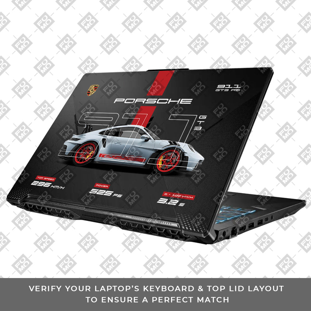 Transparent Porsche 911 Performance Asus TUF Gaming F17 FX706 Laptop Skin