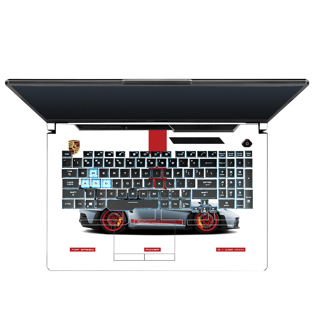 Transparent Porsche 911 Performance Asus TUF Gaming F17 FX706 Laptop Skin