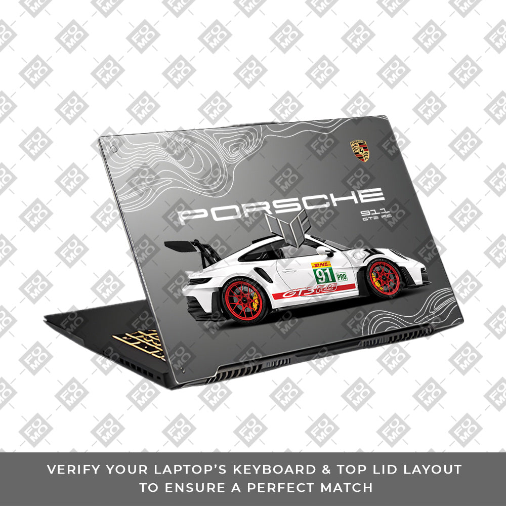 Transparent Porsche GT3 RS Power Asus TUF Gaming F17 FX707Z Laptop Skin
