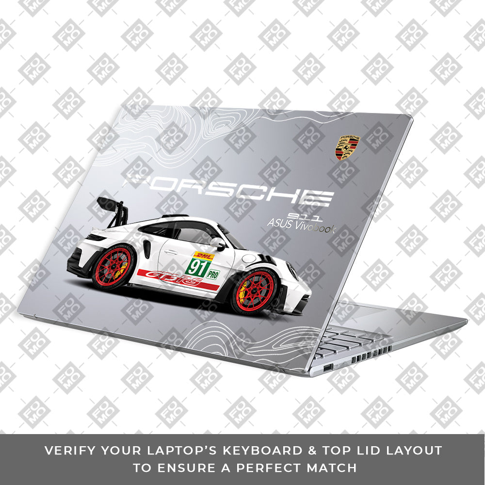 Transparent Porsche GT3 RS Power Asus Vivobook 16X K3605 Laptop Skin